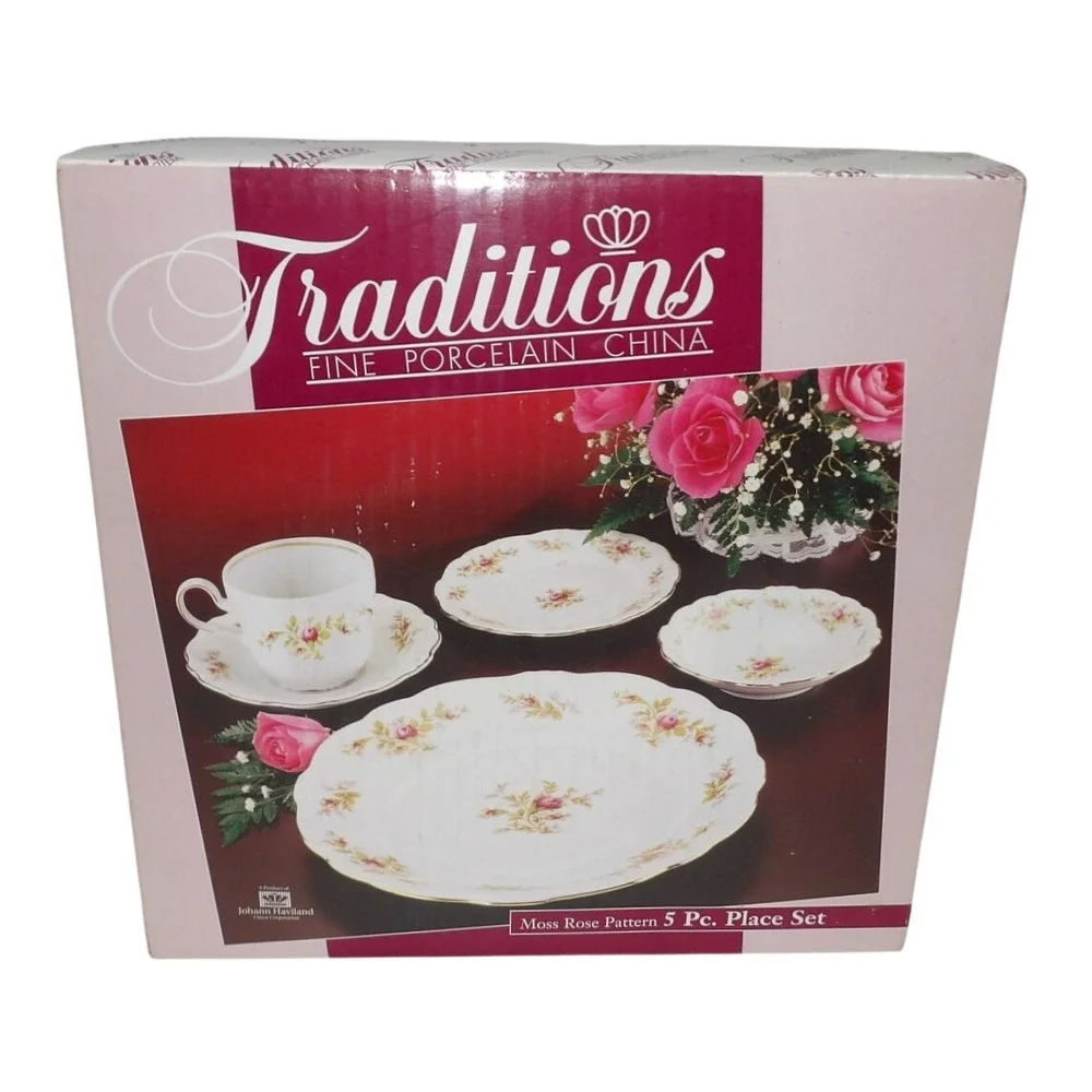 Johann Haviland Traditions Fine Porcelain China Moss Rose 5 Piece Place Setting